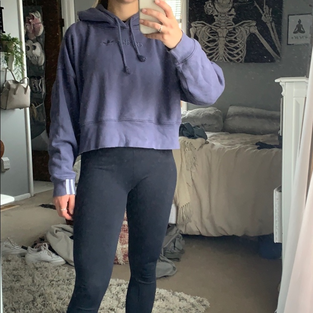 Adidas periwinkle cropped hoodie